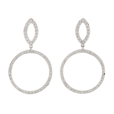 Lot 330 - A pair of diamond pendent earrings