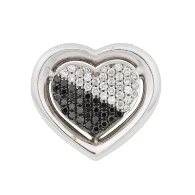 Lot 334 - A black and white diamond heart pendant, circa 2009