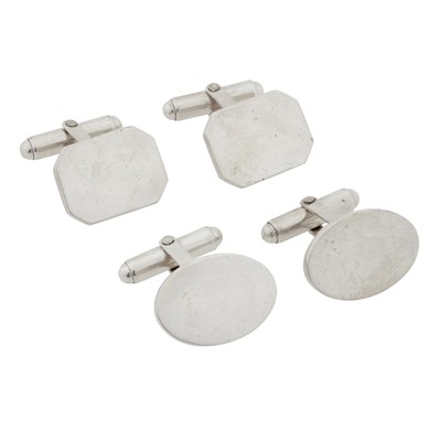 Lot 112 - Two pairs of silver cufflinks