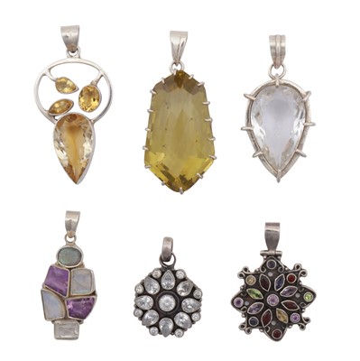 Lot 261 - Six gem set pendants