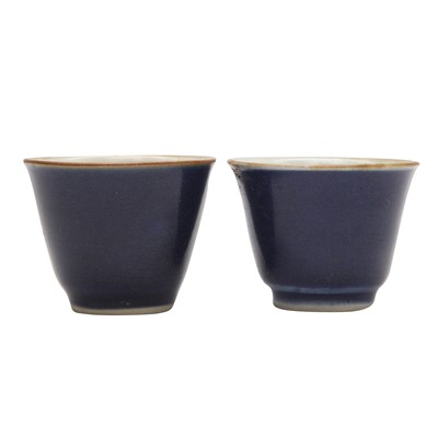Lot 604 - Two Chinese powder blue glazed cups, Qing dynasty, 18th/19th century