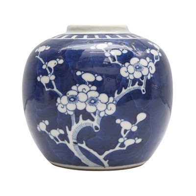 Lot 367 - A Chinese blue and white 'prunus' ginger jar, Qing dynasty