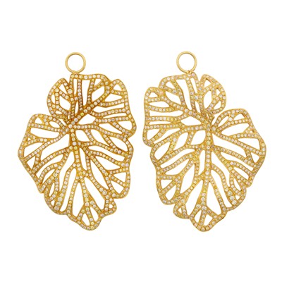 Lot 272 - Two leaf diamond pendants