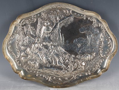 Lot 3 - A late Victorian silver tray, of cartouche...