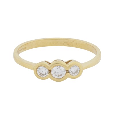 Lot 191 - A three-stone old brilliant cut diamond ring