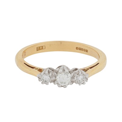 Lot 436 - A three-stone diamond ring, circa 1996