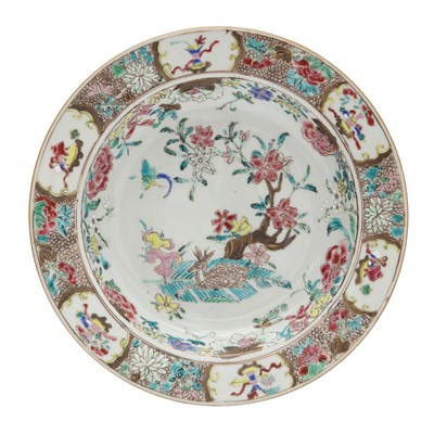 Lot 178 - A Chinese famille-rose 'deer' dish, Qing dynasty, Yongzheng period
