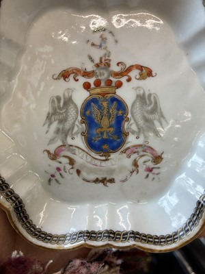 Lot 549 - A Chinese armorial saucer and a 'European subject' saucer, Qing dynasty, 18th century