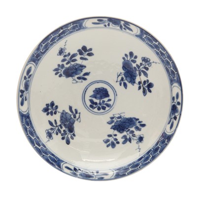 Lot 500 - A Chinese blue and white café-au-lait dish, Qing dynasty, Kangxi period