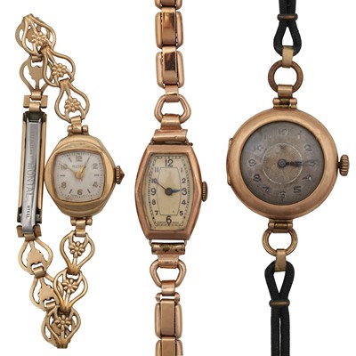 Lot 313 - 3 x Vintage Gold Wristwatches
