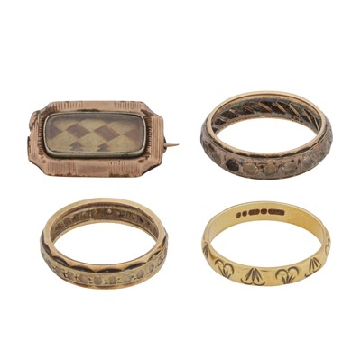 Lot 238 - Three bands and a memorial brooch