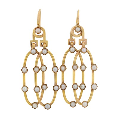 Lot 3 - A pair of seed pearl pendant earrings