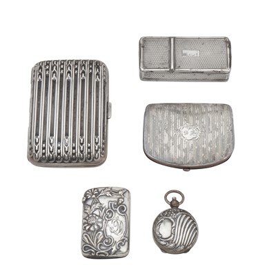 Lot 430 - A mixed group of French silver cases and boxes