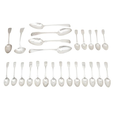 Lot 511 - A mixed group of George III – Victorian sterling silver flatware