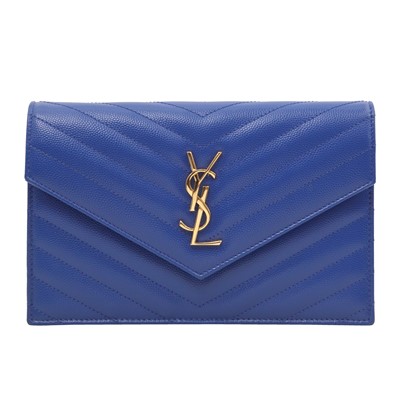 Lot 2 - Saint Laurent Blue Cassandre Envelope Chain Wallet