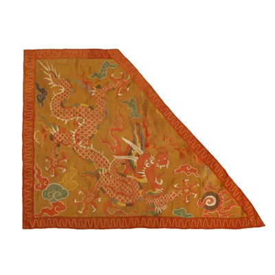 Lot 376 - A fine Chinese silk brocade 'dragon' ceremonial military banner, Ming dynasty, Wanli period
