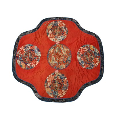Lot 388 - A Chinese silk 'floral' embroidered panel, Qing dynasty