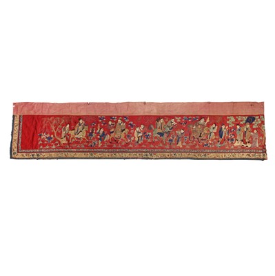 Lot 385 - A Chinese silk 'immortals' rectangular banner/panel, 19th century