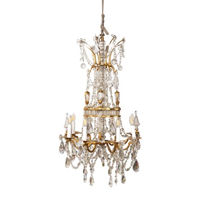 Lot 277 - A cut crystal and gilt metal eight-light chandelier