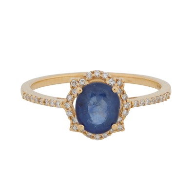 Lot 22 - A sapphire and diamond halo ring