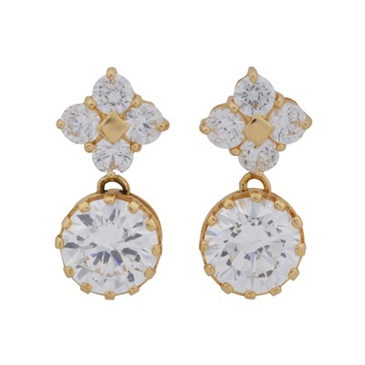 Lot 191 - A pair of cubic zirconia pendent earrings