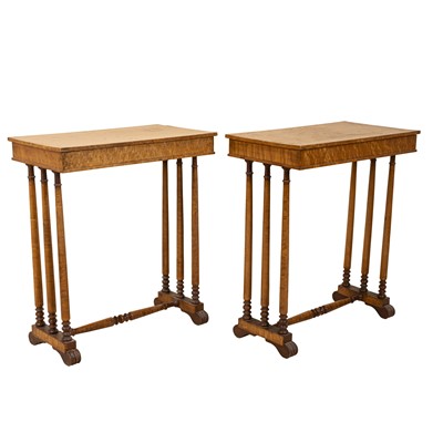 Lot 226 - A pair of Regency style bird's eye maple occasional tables