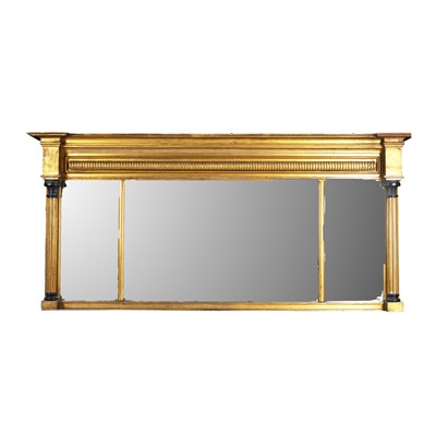 Lot 317 - A Regency giltwood triple plate overmantel mirror, 19th century