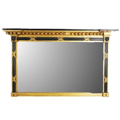 Lot 319 - A Regency style ebonised and parcel-gilt overmantel mirror