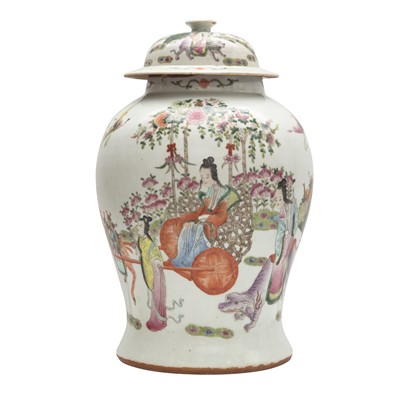 Lot 739 - A Chinese famille-rose 'ladies' jar and cover, Republic period