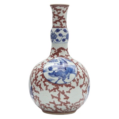 Lot 776 - A Chinese copper-red and underglaze blue 'anhua' vase, Qing dynasty, Kangxi period