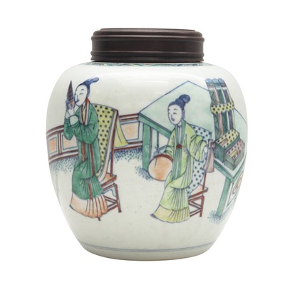 Lot 95 - A Chinese doucai 'musicians' jar and cover, 19th century