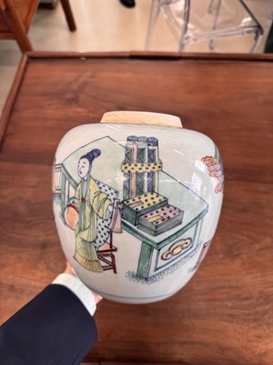 Lot 95 - A Chinese doucai 'musicians' jar and cover, 19th century