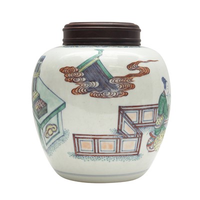 Lot 95 - A Chinese doucai 'musicians' jar and cover, 19th century