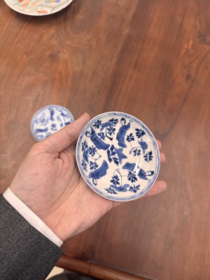 Lot 9 - A pair of fine Chinese export eggshell 'lady' cups and saucers, Qing dynasty, Kangxi period