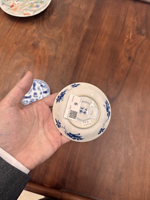 Lot 9 - A pair of fine Chinese export eggshell 'lady' cups and saucers, Qing dynasty, Kangxi period