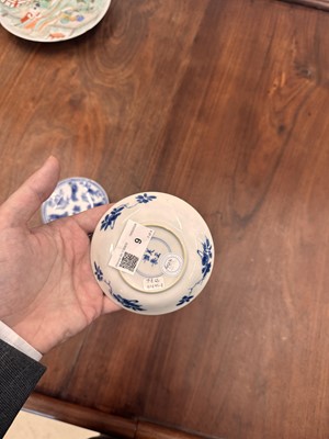 Lot 9 - A pair of fine Chinese export eggshell 'lady' cups and saucers, Qing dynasty, Kangxi period