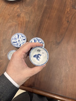 Lot 9 - A pair of fine Chinese export eggshell 'lady' cups and saucers, Qing dynasty, Kangxi period