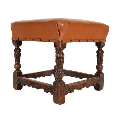 Lot 199 - A carved oak stool possibly English circa 1640