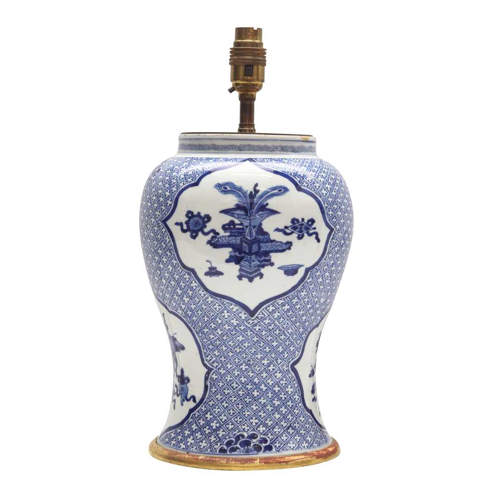 Lot 5 - A Chinese blue and white 'precious objects' vase, Qing dynasty, Kangxi period