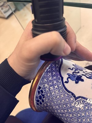 Lot 5 - A Chinese blue and white 'precious objects' vase, Qing dynasty, Kangxi period