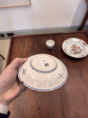Lot 44 - A Chinese blue and white 'frog and butterfly' dish, Ming dynasty, Tianqi period