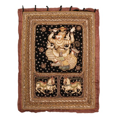 Lot 789 - A Burmese embroidered panel, 19th/20th century