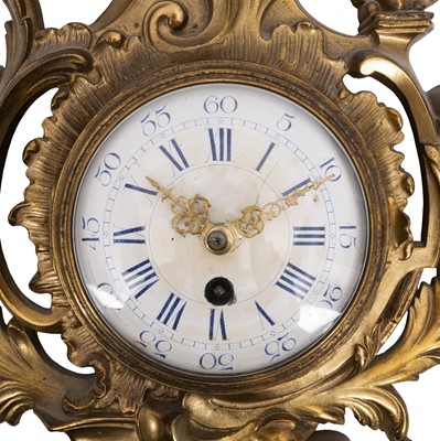 Lot 55 - A French gilt metal Louis XV style cartel clock