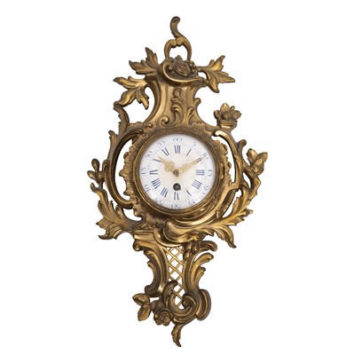Lot 55 - A French gilt metal Louis XV style cartel clock