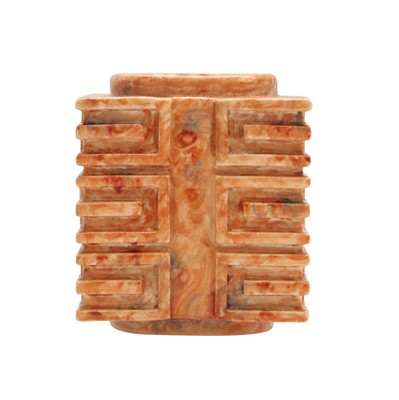 Lot 773 - A Chinese faux-bois cong-form waterpot, Qing dynasty