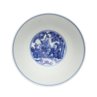 Lot 61 - A Chinese blue and white 'Eight Daoist Immortals' bowl, Qing dynasty, Tongzhi period