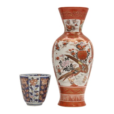 Lot 839 - A Japanese Kutani vase and an Imari cup, 18th-19th century