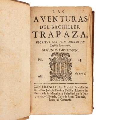 Lot 1 - Castillo Solórzano (Alonso de) Las aventuras del bachiller Trapaza