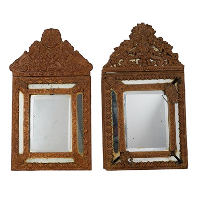 Lot 315 - A near matched pair of 19th Century French gilt metal sectional mirrors