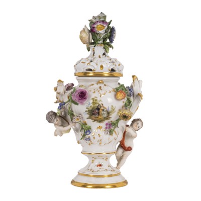 Lot 165 - A 19th Century Meissen potpourri vase and cover